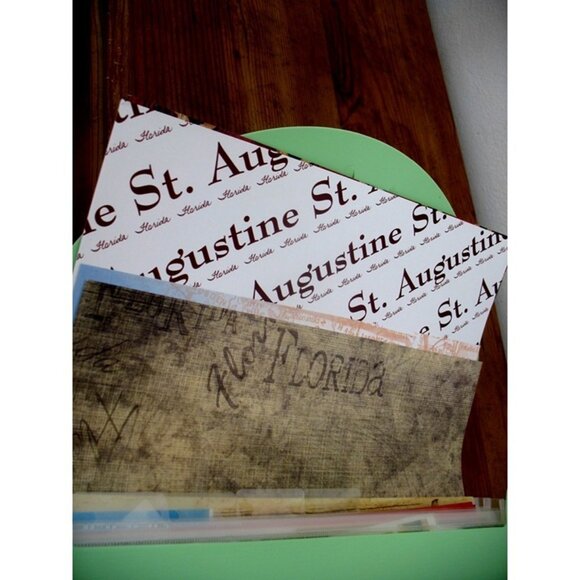 Scrapbook Paper 12x12 Stamping station, Current inc., Sandy Lion Travel 5 Lbs. - Picture 3 of 6